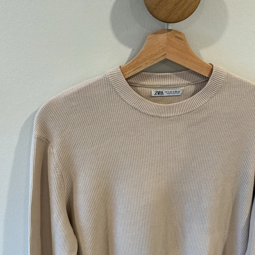 Zara Women’s Light Pink Crewneck Knit Sweater Long Sleeve Size S